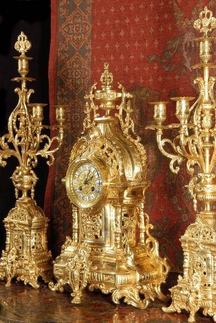 fig 2. ***** SOLD ***** Large Antique French Clock Set by Samuel Marti